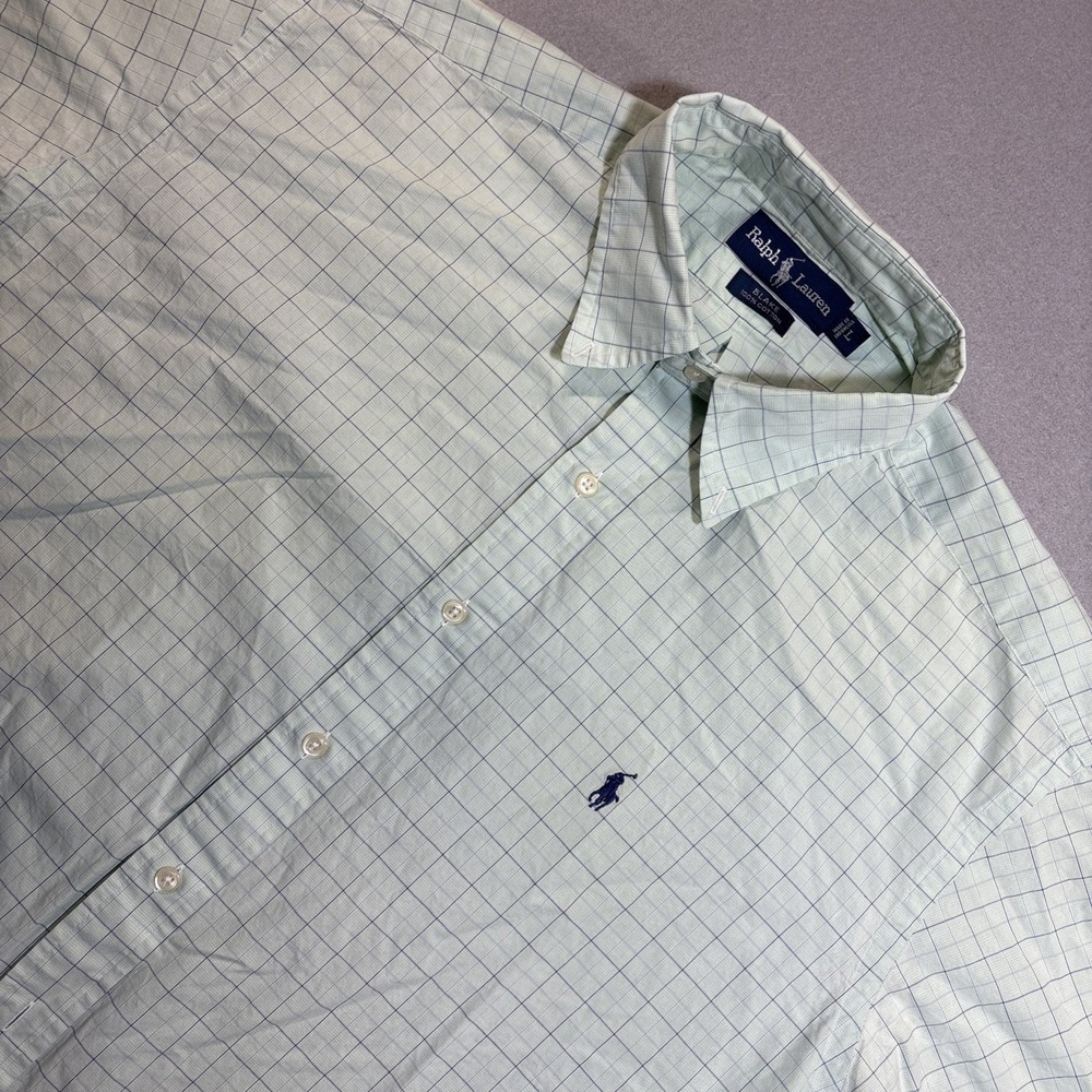 Polo Ralph Lauren Shirt Men Large Blake Blue Gingham Short Sleeve Casual Pony